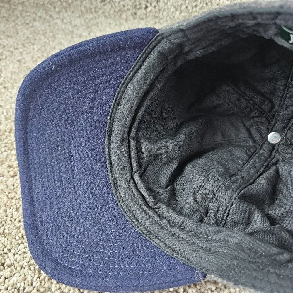 J Crew Hat Baseball Cap Gray Blue Wool Blend Strap Back Two Tone Adjustable OSFM